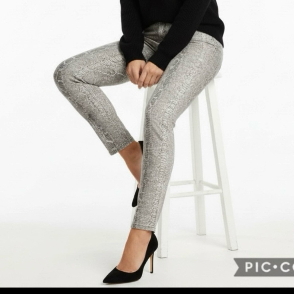 Madeleine Black Off White Snakeskin Skinny Coated Jeans 4 Y2K Edgy Chic